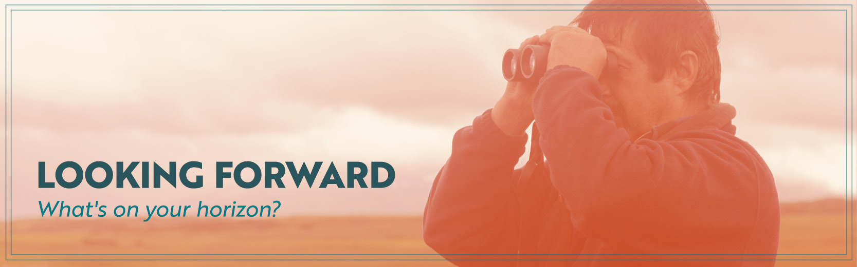 Man with Binoculars looking out over the horizon