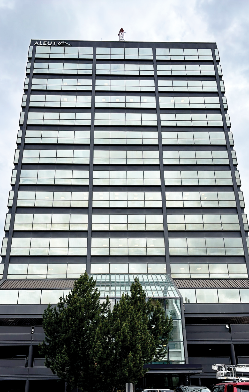 Denali Tower North with Aleut logo