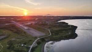 Sun setting over Cold Bay, Alaska