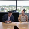 President & CEO, Skoey Vergen signing conveyance documents