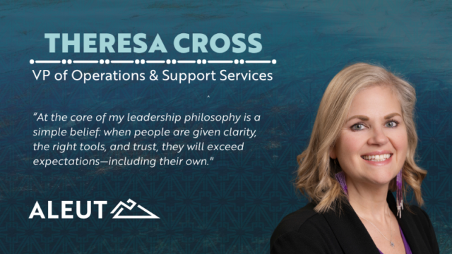 Headshot of Theresa Cross with her new title, VP of Operations and Support Services with a quote from the press release